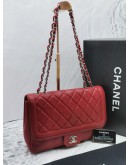 CHANEL LAMBSKIN LEATHER SINGLE FLAP BAG SHW -FULL SET-