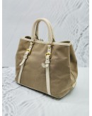 PRADA LOGO CONVERTIBLE TOTE CANVAS WITH LEATHER BAG