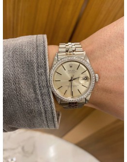 ROLEX OYSTER PERPETUAL DATEJUST HALF 18K WHITE GOLD REF 1601 36MM AUTOMATIC UNISEX WATCH