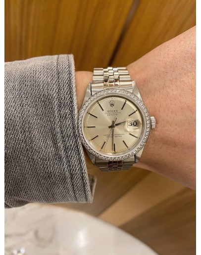 ROLEX OYSTER PERPETUAL DATEJUST HALF 18K WHITE GOLD REF 1601 36MM AUTOMATIC UNISEX WATCH