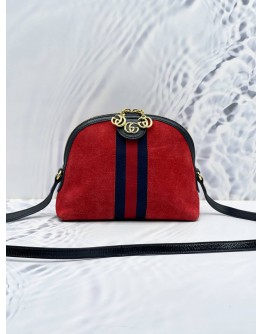 GUCCI SMALL OPHIDIA SUEDE LEATHER CROSSBODY BAG