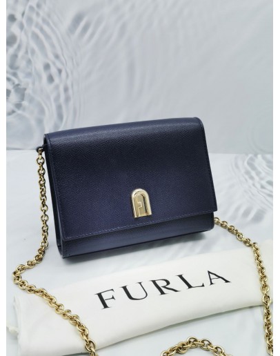 FURLA LEATHER MINI CROSSBODY CHAIN BAG