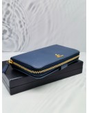 PRADA SAFFIANO LEATHER LONG WALLET IN BLUE