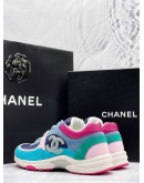 (BRAND NEW) CHANEL CC MULTICOLOR TRAINER SNEAKERS SIZE 39 -FULL SET-