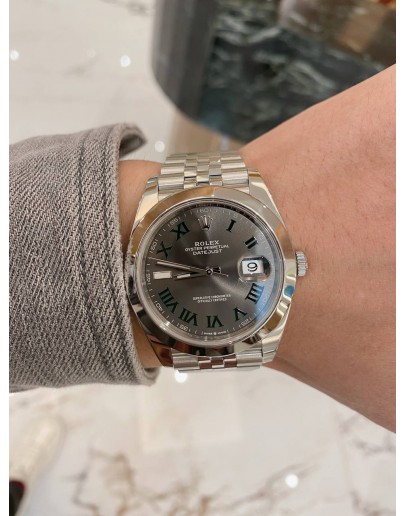 ROLEX DATEJUST 41 REF 126300 (ONLY  HAVE 1 STOCK IN MALAYSIA) JUBILEE RARE GREEN ROMAN DIAL 41MM AUTOMATIC YEAR 2021 WATCH