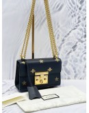 GUCCI SMALL PADLOCK BEE STAR LEATHER CHAIN BAG