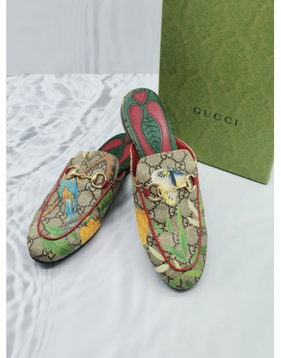 GUCCI GG CANVAS TIAN PRINCETOWN LOAFERS SIZE 36