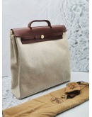 HERMES 39 VACHE HUNTER CANVAS & LEATHER BAG