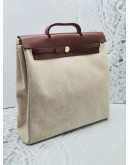 HERMES 39 VACHE HUNTER CANVAS & LEATHER BAG