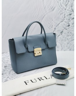 FURLA TOP HANDLE LEATHER BAG WITH STRAP
