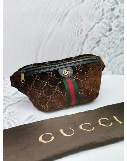 GUCCI VELVET LEATHER WAIST BAG 