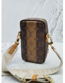 LOUIS VUITTON VIRGIL ABLOH X NIGO MONOGRAM STRIPED COATED CANVAS FLAT DOUBLE PHONE POUCH GHW 