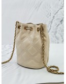 TORY BURCH LADIES FLEMINH SOFT QUILTED LEATHER MINI BUCKET BAG