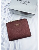 KATE SPADE SHIMMER GLITTER CALFSKIN LEATHER L-ZIP BIFOLD WALLET