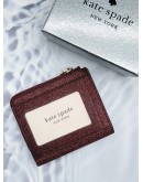 KATE SPADE SHIMMER GLITTER CALFSKIN LEATHER L-ZIP BIFOLD WALLET