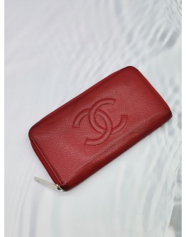 CHANEL CAVIAR LEATHER ZIP AROUND LONG WALLET SHW