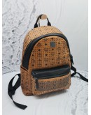 MCM VISETOS COATED CANVAS & LEATHER STUDDED BACKPACK