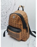 MCM VISETOS COATED CANVAS & LEATHER STUDDED BACKPACK