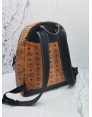 MCM VISETOS COATED CANVAS & LEATHER STUDDED BACKPACK