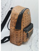 MCM VISETOS COATED CANVAS & LEATHER STUDDED BACKPACK