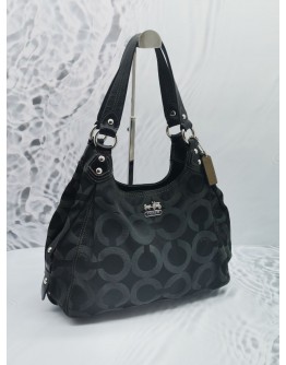 COACH BLACK CANVAS HOBO BAG