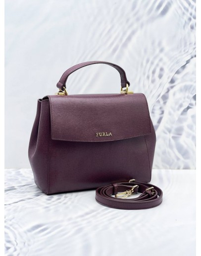 FURLA TOP HANDLE COWHIDE LEATHER BAG WITH STRAP