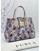 FURLA PINEAPPLE AND BUTTERFLY PRINTED TOTE HANDLE BAG