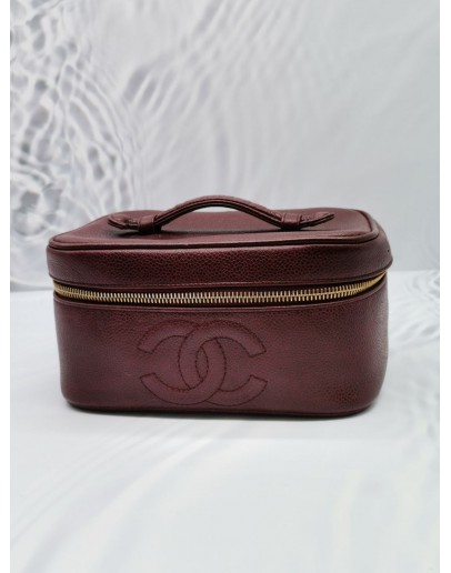 CHANEL VINTAGE VANITY CASE CAVIAR LEATHER GHW