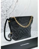 CHANEL BLACK CRUMPLED CALFSKIN LEATHER EN VOGUE ROPE TOTE BAG GHW