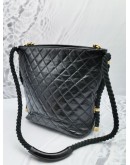 CHANEL BLACK CRUMPLED CALFSKIN LEATHER EN VOGUE ROPE TOTE BAG GHW