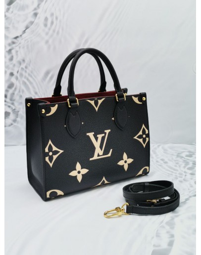 LOUIS VUITTON BLACK MONOGRAM EMPREINTE LEATHER ON THE GO PM 