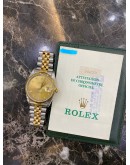 ROLEX OYSTER PERPETUAL DATEJUST DIAMOND REF 16233 HALF 750 YELLOW GOLD 36MM AUTOMATIC UNISEX WATCH