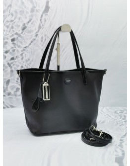 COACH BLACK LEATHER TOTE BAG WITH STRAP