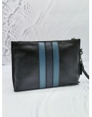 COACH LEATHER POUCH WITH BLUE BLACK VARSITY STRIPE 