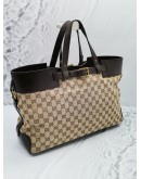 GUCCI BROWN GG CANVAS & LEATHER TOTE BAG 