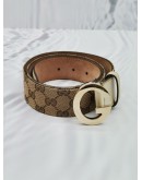 GUCCI INTERLOCKING BUCKLE GG CANVAS & LEATHER BELT SIZE 85/34