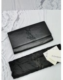 YSL SAINT LAURENT BLACK BELLE DE JOUR CALFSKIN LEATHER CLUTCH 