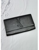 YSL SAINT LAURENT BLACK BELLE DE JOUR CALFSKIN LEATHER CLUTCH 