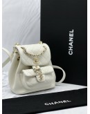 2022 CHANEL MICROCHIP 22C IVORY CRINKLED CALFSKIN LEATHER MINI DUMA BACKPACK IN GHW-FULL SET- 