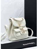 2022 CHANEL MICROCHIP 22C IVORY CRINKLED CALFSKIN LEATHER MINI DUMA BACKPACK IN GHW-FULL SET- 