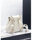 2022 CHANEL MICROCHIP 22C IVORY CRINKLED CALFSKIN LEATHER MINI DUMA BACKPACK IN GHW-FULL SET- 