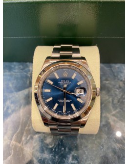 ROLEX OYSTER PERPETUAL DATEJUST 41 REF 116300 BLUE DIAL 41MM AUTOMATIC YEAR 2014 WATCH -FULL SET-