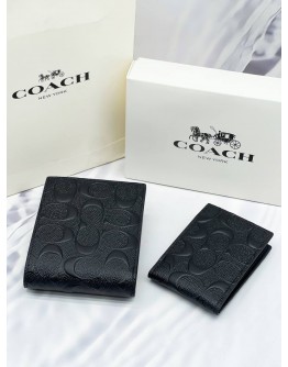 (BRAND NEW) COACH CC SIGNATURE EMBOSSED CALFSKIN LEATHER WALLET -FULL SET-