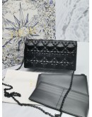 CHRISTIAN DIOR LADY DIOR BLACK CANNAGE CALFSKIN LEATHER WITH DIAMOND MOTIF POUCH