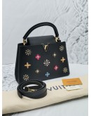 LOUIS VUITTON LIMITED EDITION TAURILLON MECHANICAL FLOWERS BLACK CALFSKIN LEATHER CAPUCINES PM 