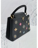 LOUIS VUITTON LIMITED EDITION TAURILLON MECHANICAL FLOWERS BLACK CALFSKIN LEATHER CAPUCINES PM 