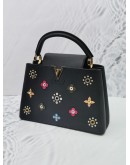 LOUIS VUITTON LIMITED EDITION TAURILLON MECHANICAL FLOWERS BLACK CALFSKIN LEATHER CAPUCINES PM 