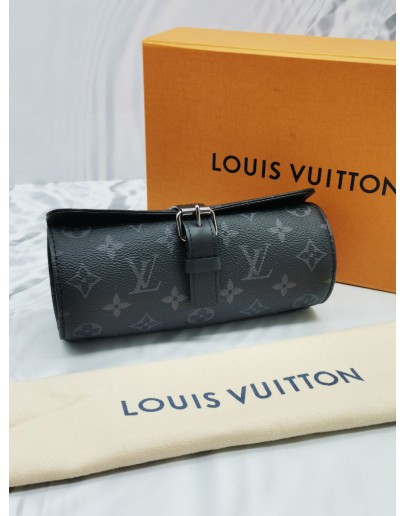 LOUIS VUITTON MONOGRAM ECLIPSE CANVAS ETUI 3 MONTRE WATCH CASE -FULL SET-