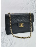 CHANEL VINTAGE SINGLE FLAP MAXI QUILTED LAMBSKIN LEATHER GHW