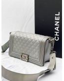 CHANEL MEDIUM BOY LAMBSKIN LEATHER BAG -FULL SET-